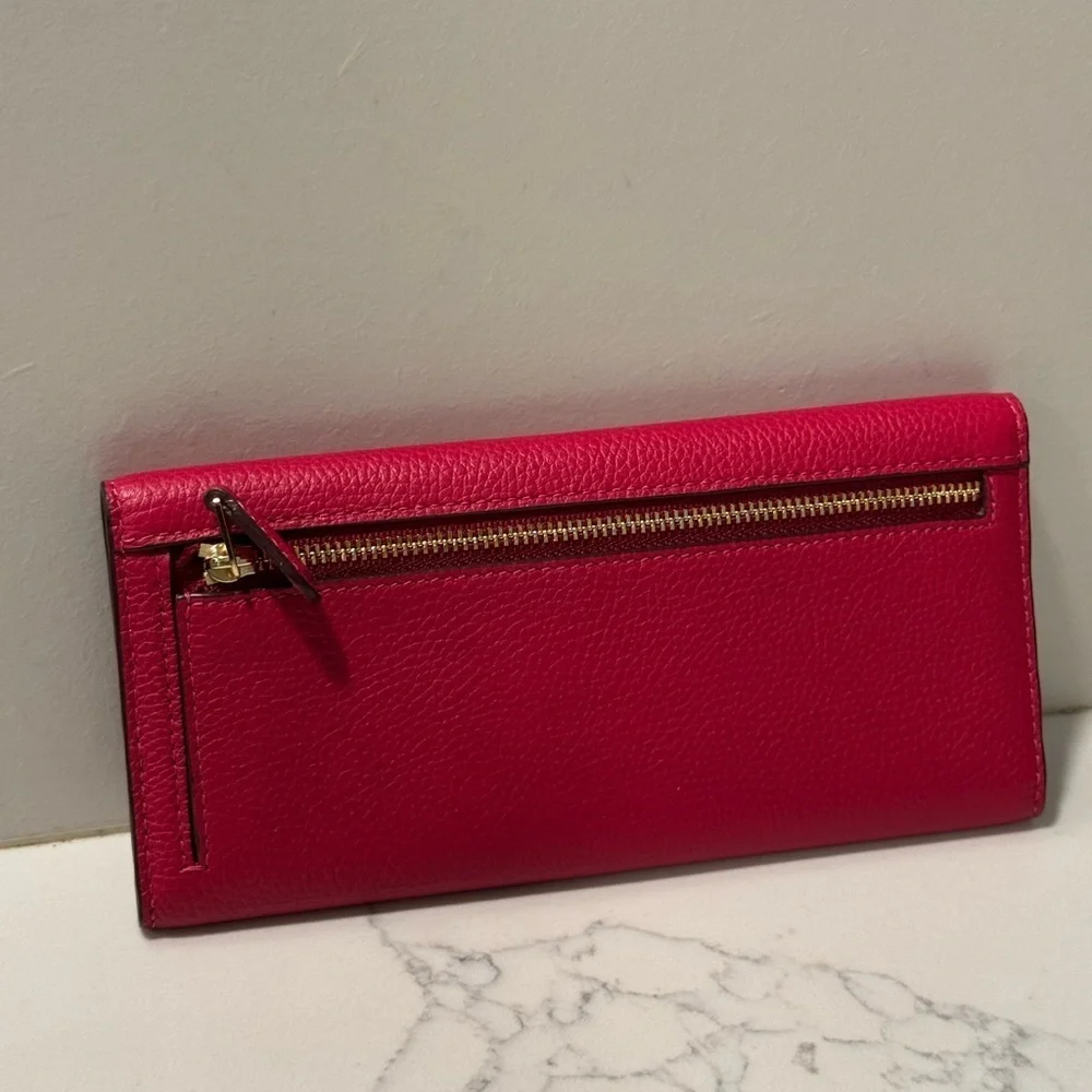 Coach Cherry Red and Gold Soft Leather Trifold